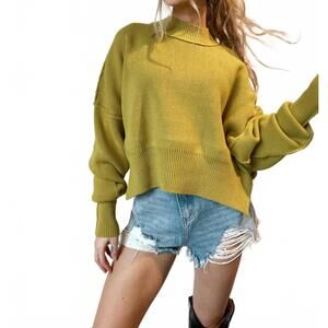 NEW IN-LOOM izzy cropped pullover sweater in chartreuse